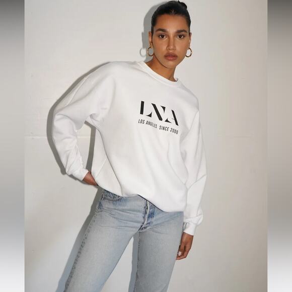 LNA Anniversary Sweatshirt Oversized Fit Size S White - Preppy Minimalist Trendy - Picture 2 of 16